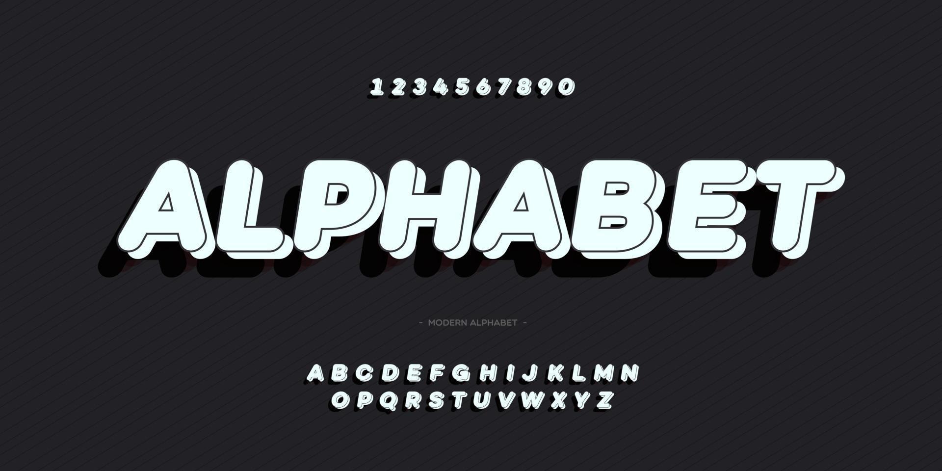 Vector 3d bold alphabet white color