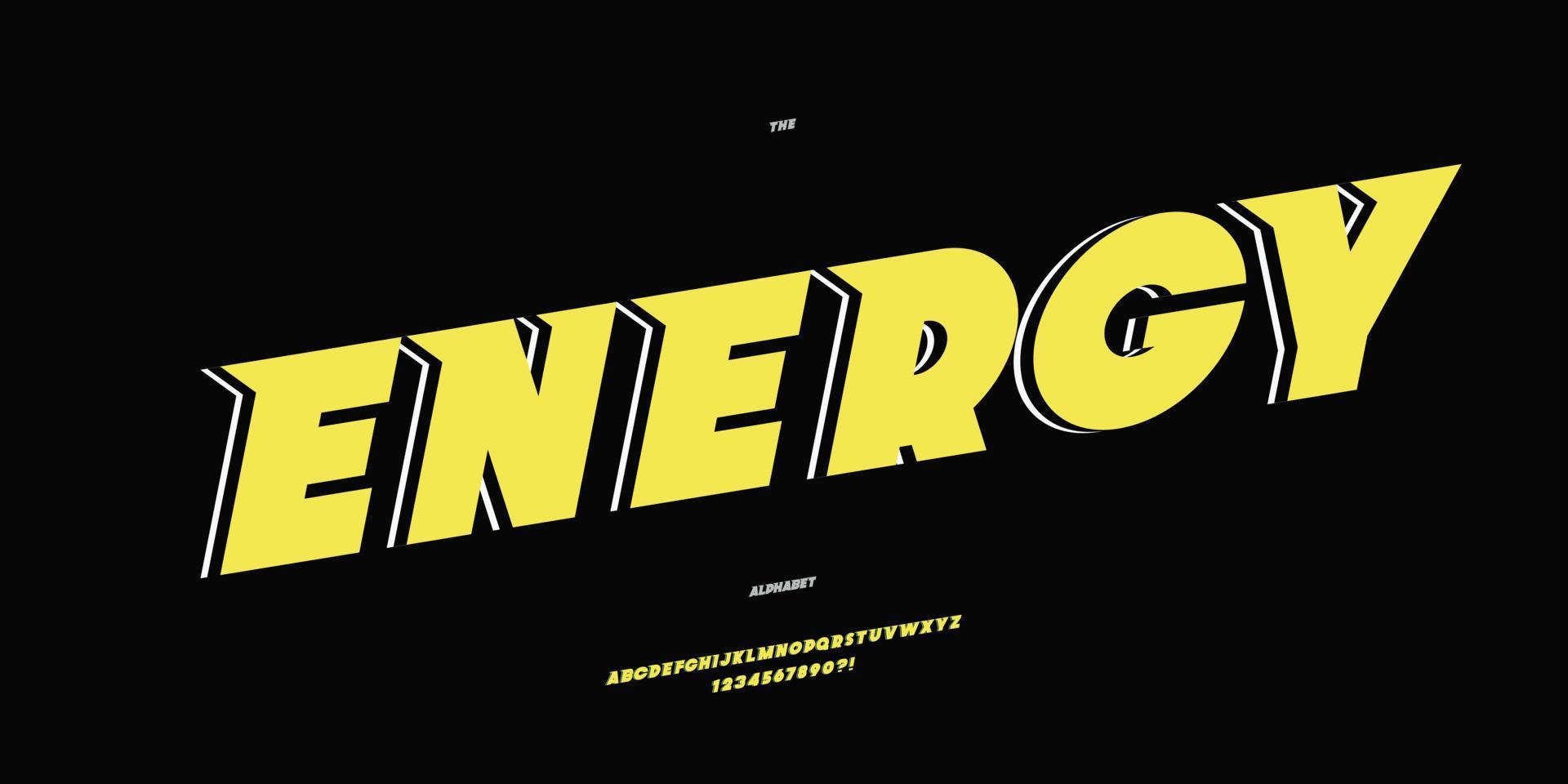 Vector energy font slanted style modern typography