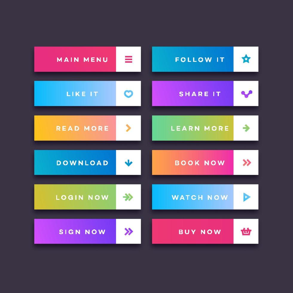 Set of button trendy gradient style vector