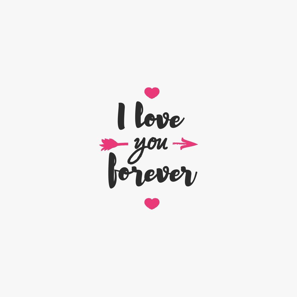 Valentines day emblem with sign i love you forever and heart isolated on white background vector