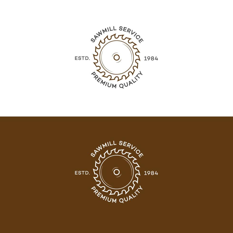 Set of sawmill service logo with saw isolated on background for carpentry service vector