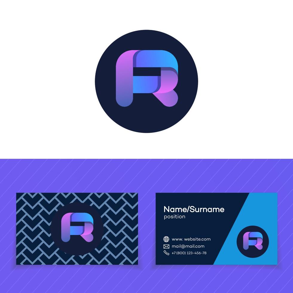 plantilla de diseño de tarjeta de visita con logotipo de letra r vector