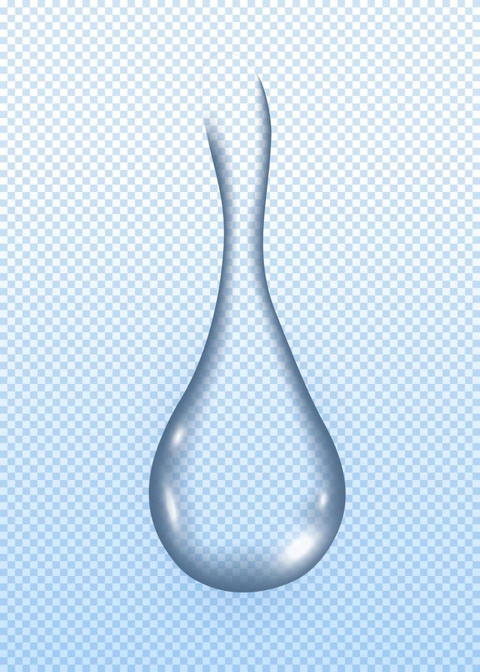 3d realistic drop water isolated on transparent background vector