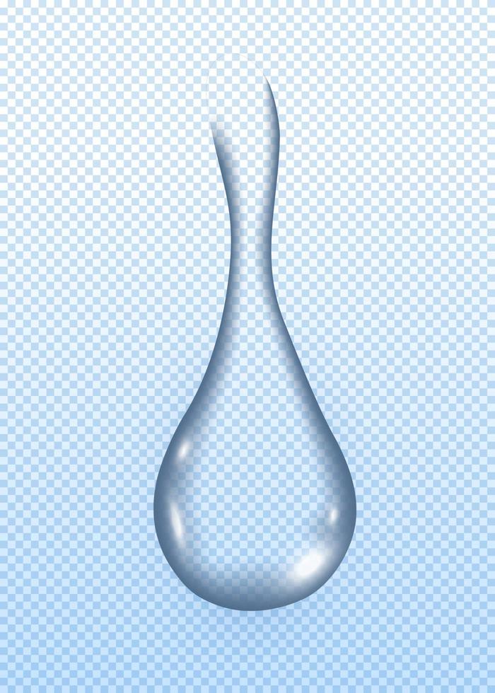 3d realistic drop water isolated on transparent background vector