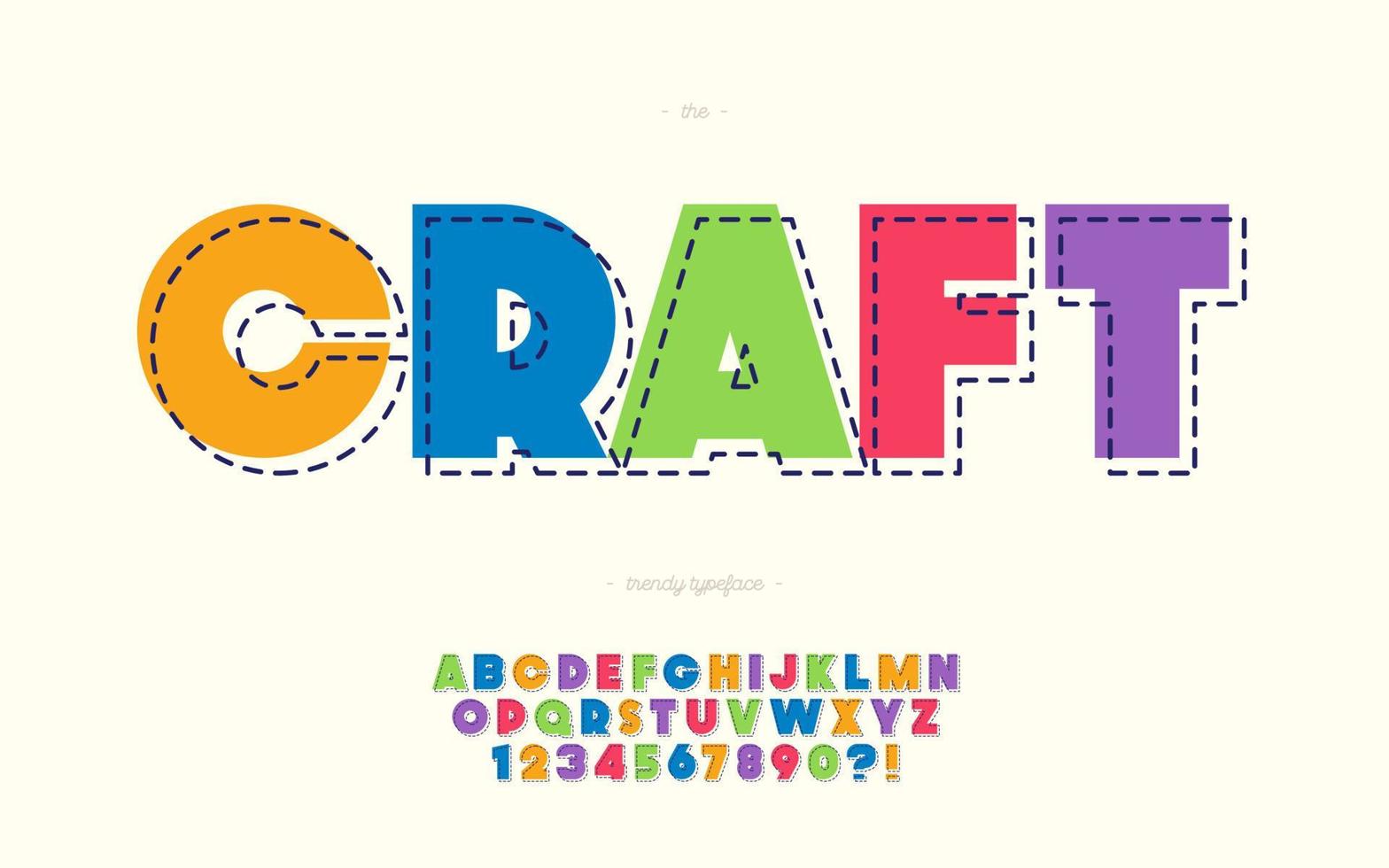 Craft vector font bold colorful style