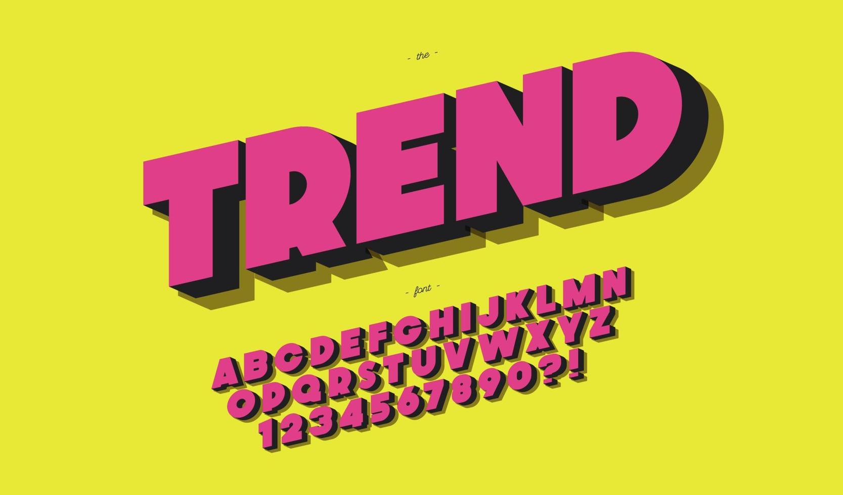 Vector trend font 3d bold style for decoration