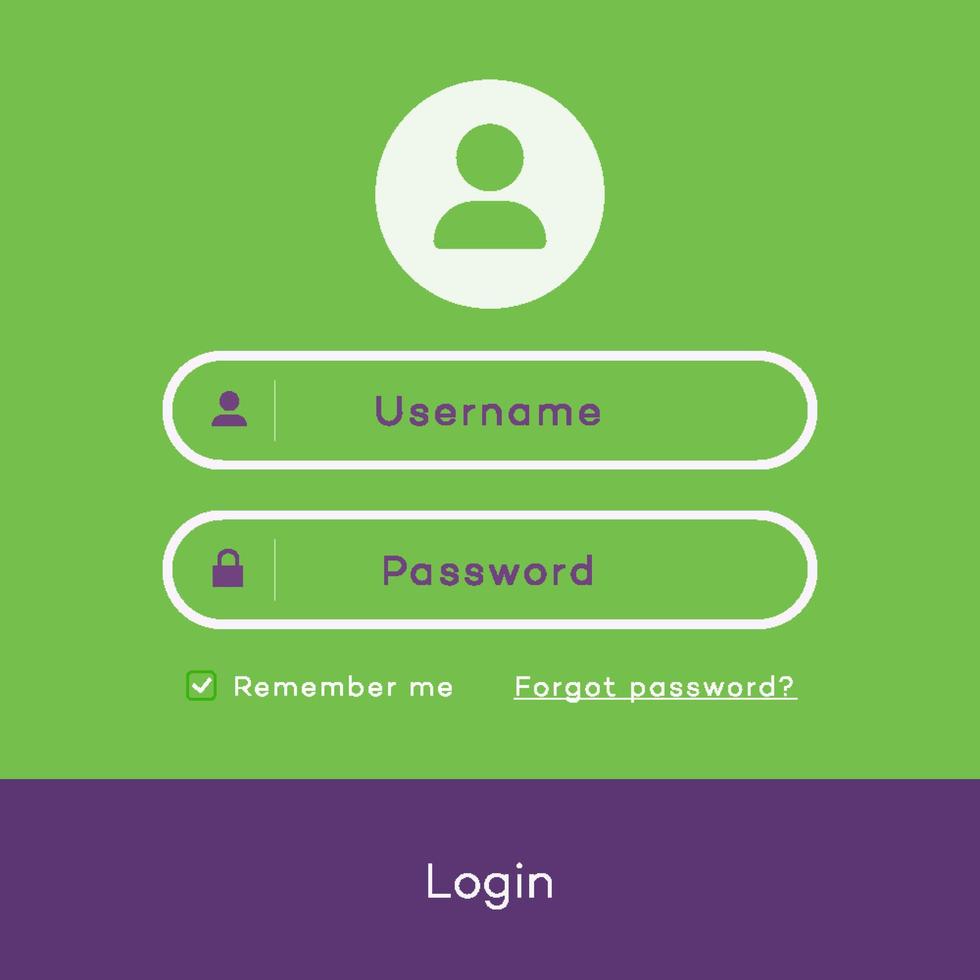 Simple login page form modern flat style vector