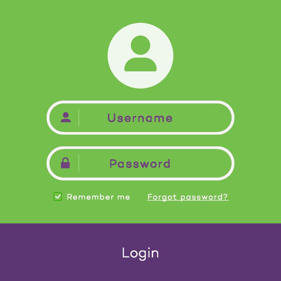 formulario de página de inicio de sesión simple estilo plano moderno vector