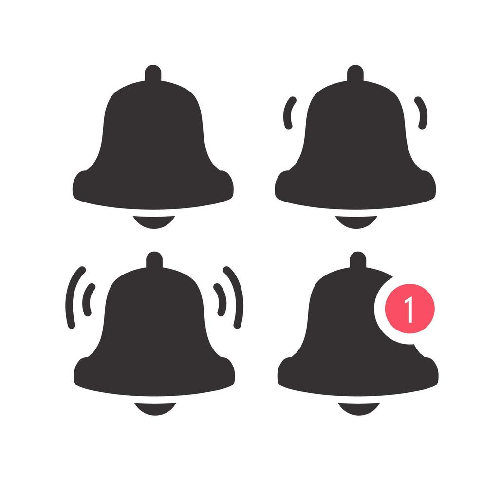 Vector notification bell icons set
