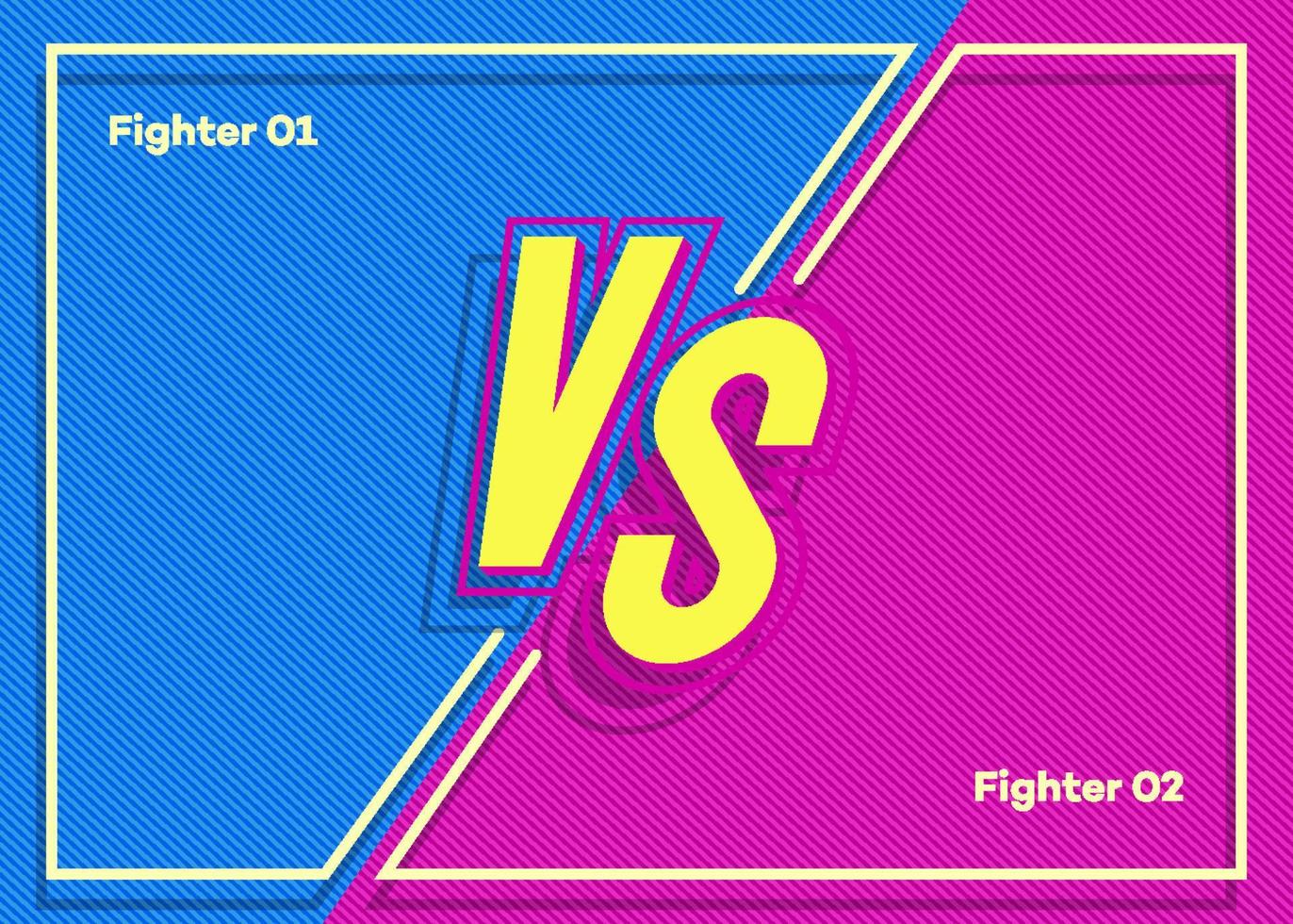 Versus banner with vs sign and frame on modern cyan pink color background vector