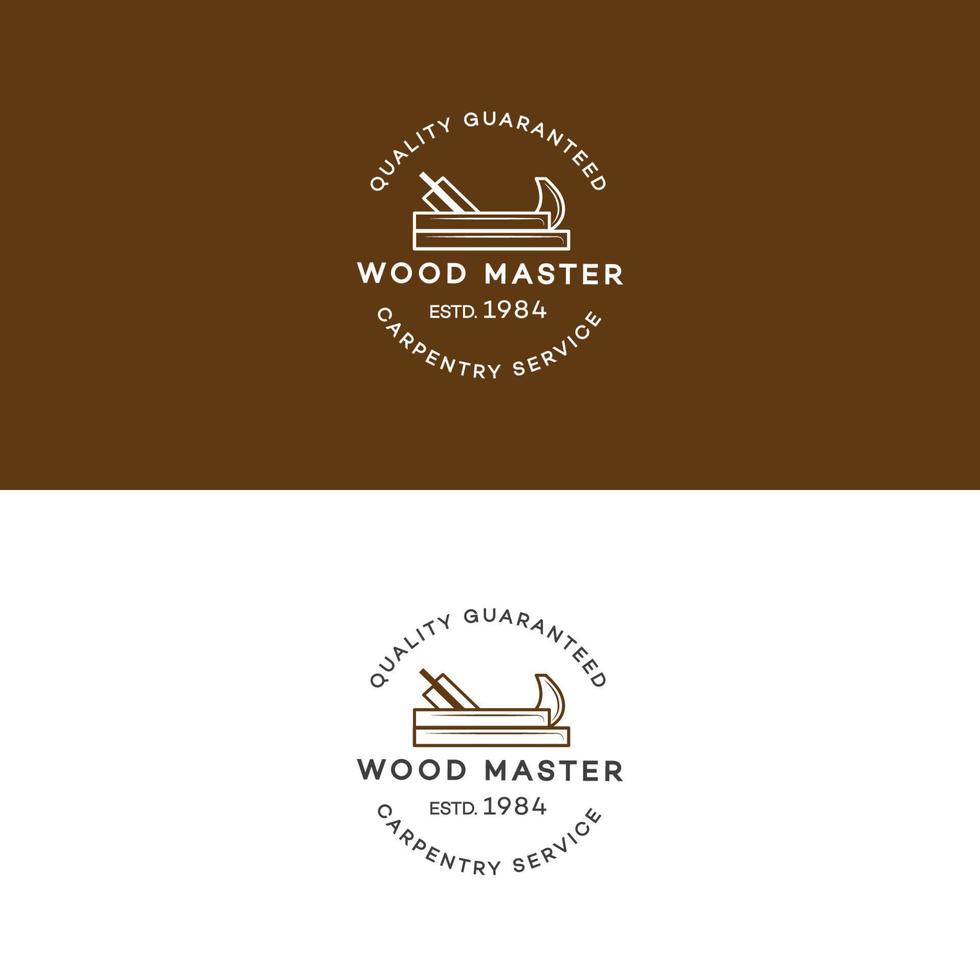 Set of wood master logo with jointer isolated on background for woodwork vector