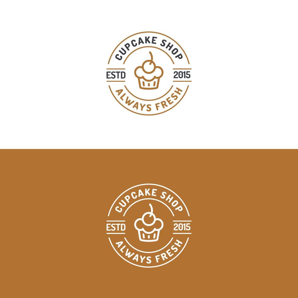 logotipo de la tienda de cupcakes establece un estilo de línea moderna vector