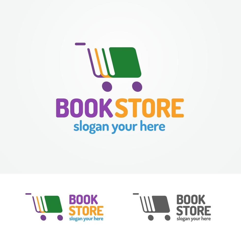 conjunto de logotipos de librerías que consta de libros y carro vector