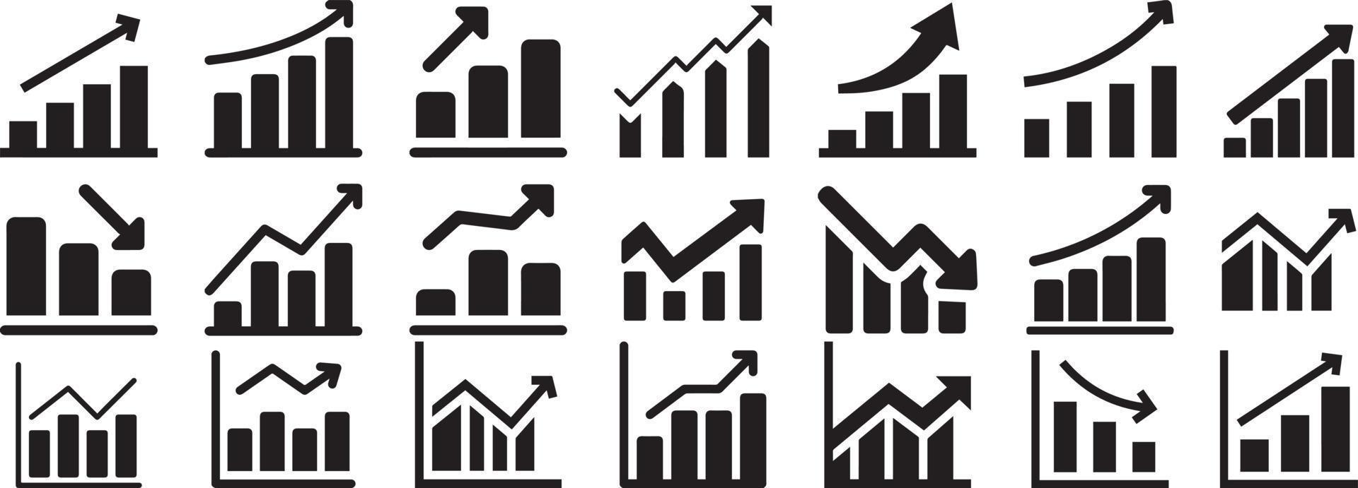 Set of growing bar graph icon. graph icon set vector