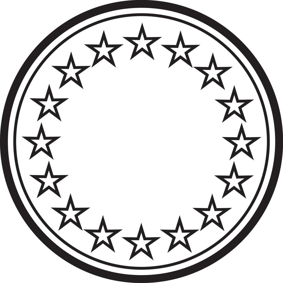 coronas de estrellas negras para diseño, plantilla de logotipo. marco redondo símbolos de la bandera americana logotipo estilizado vector