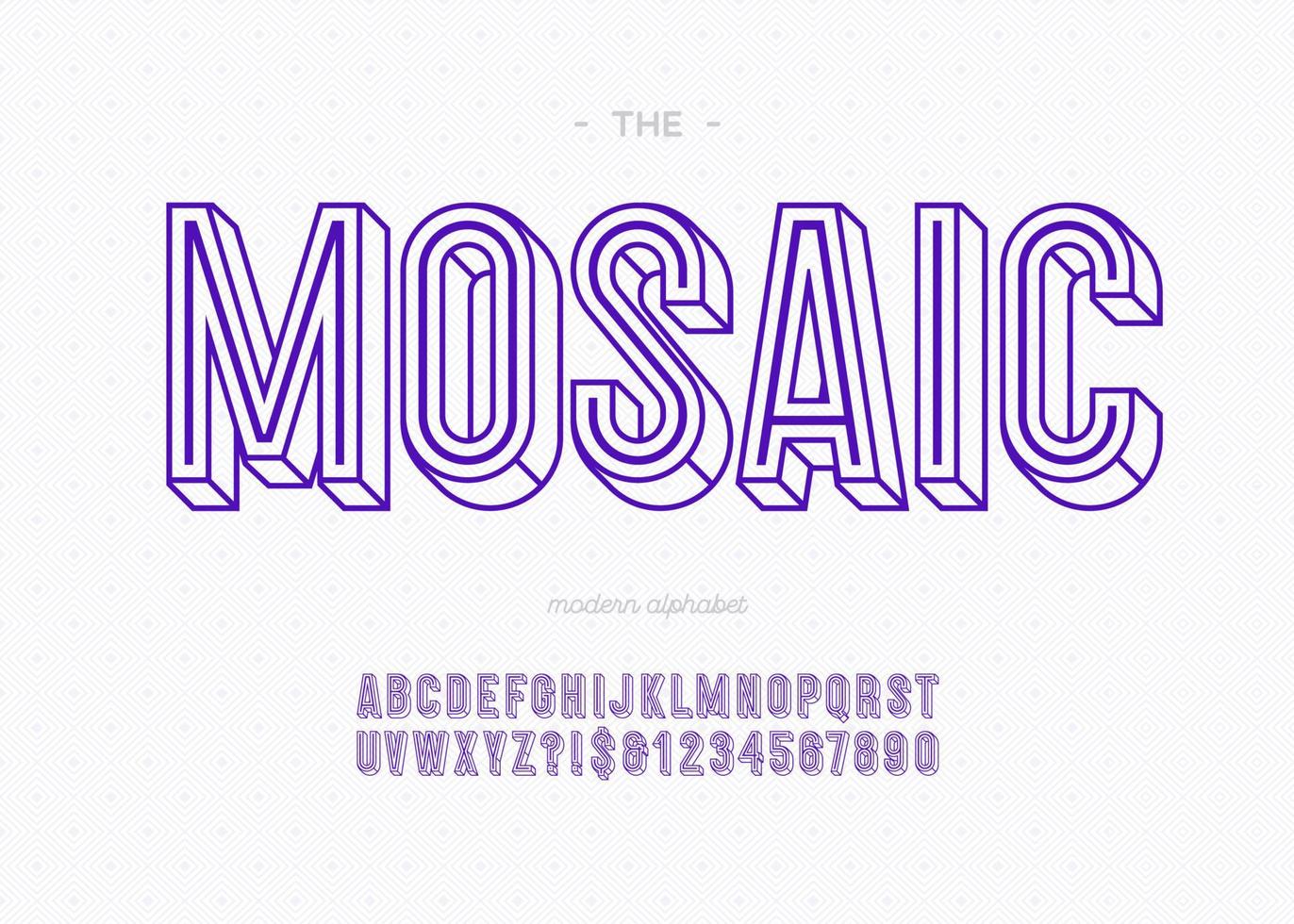 mosaico 3d negrita fuente sans serif tipografía para decoración vector