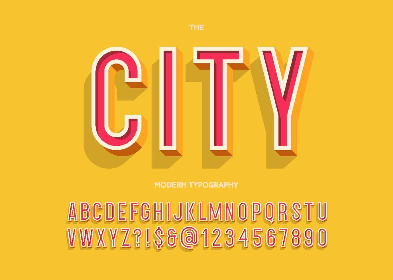 City modern typeface 3d typography colorful style vector