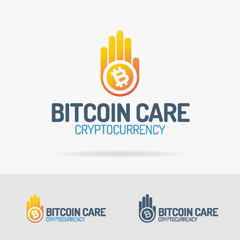 el logotipo de bitcoin vectorial en la mano establece un estilo colorido para asegurar, pagar, cuidar vector