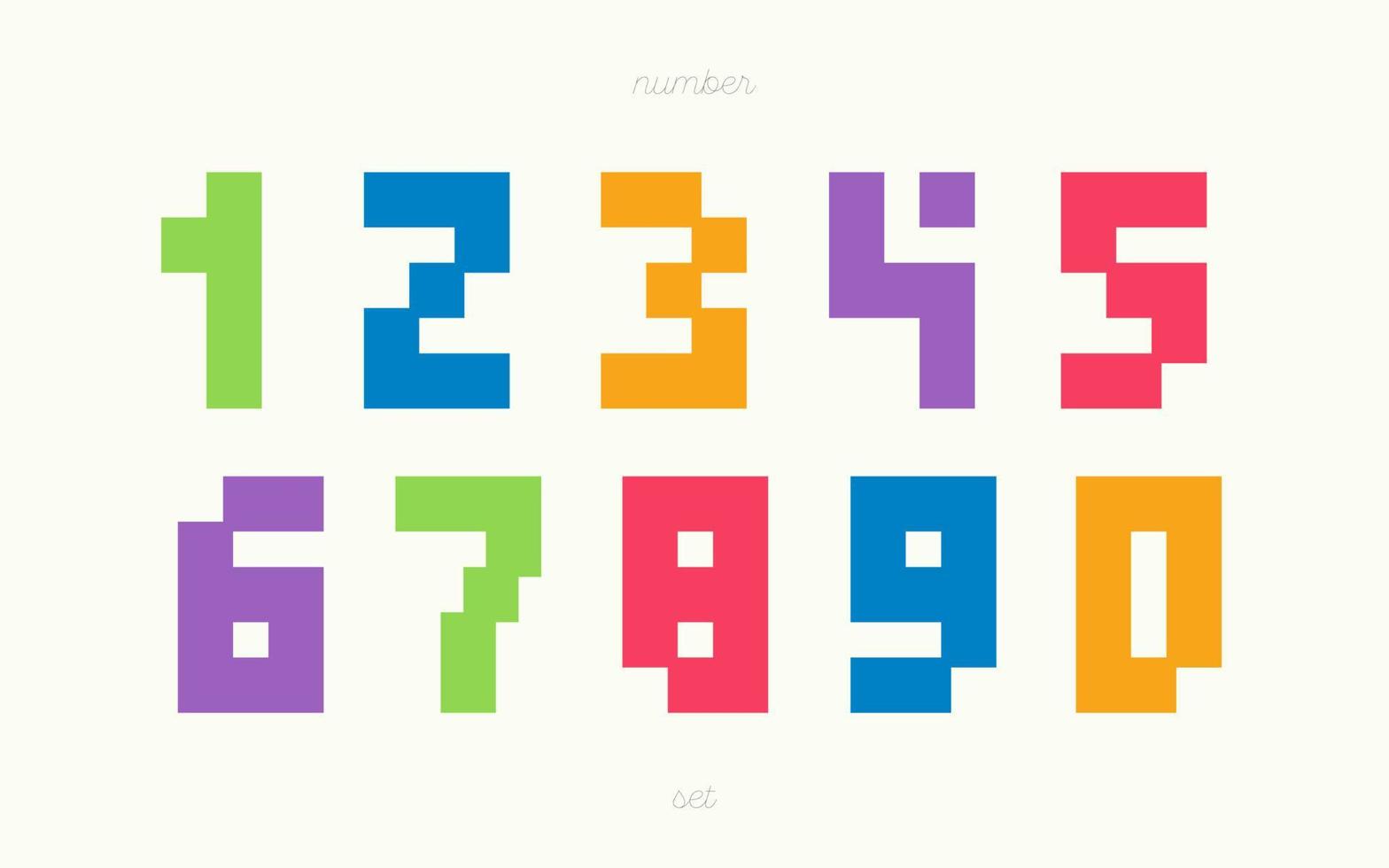 Vector number set cute color style