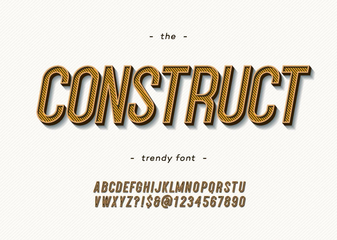 fuente de construcción en negrita vectorial tipografía de moda estilo de color vector