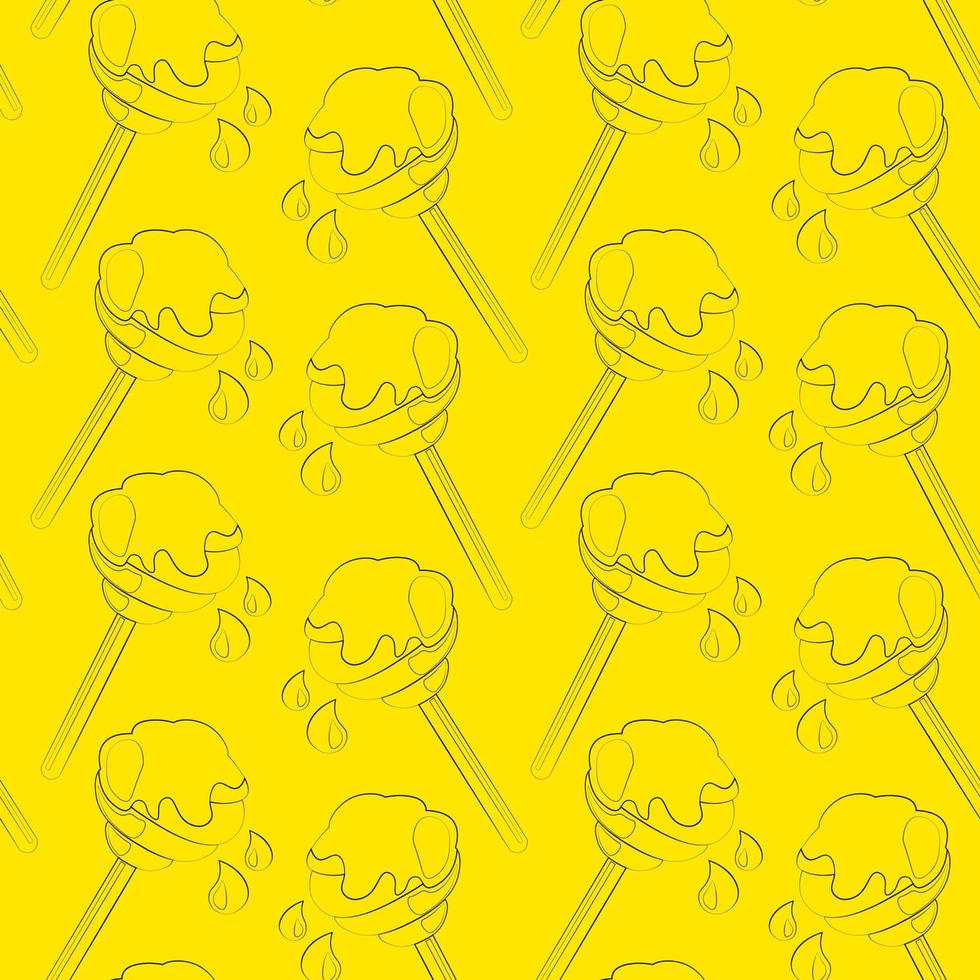Seamless vector pattern with outline honey dipper