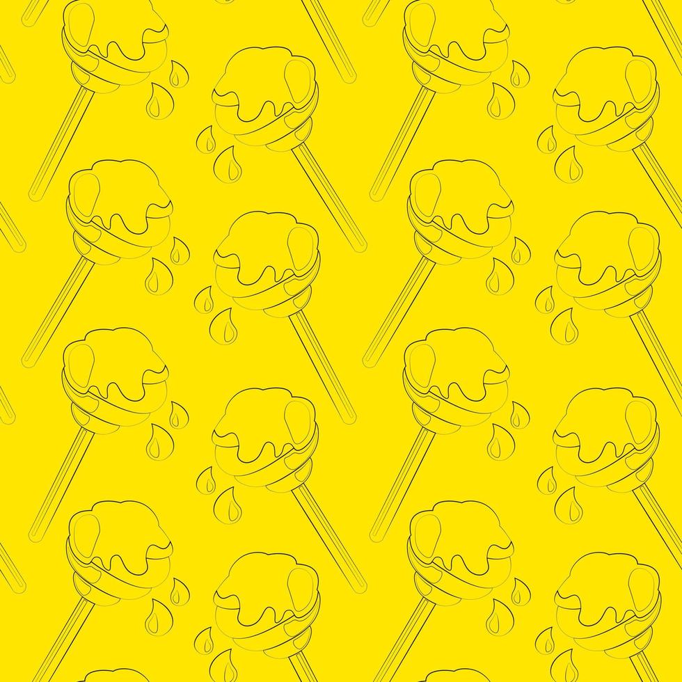 Seamless vector pattern with outline honey dipper