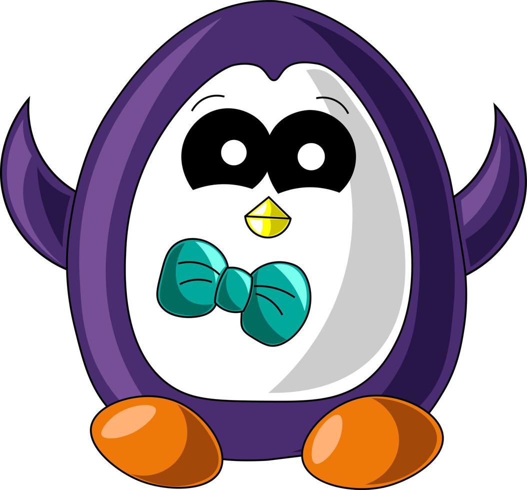 Cute cartoon penguin. Draw illustration in color vector