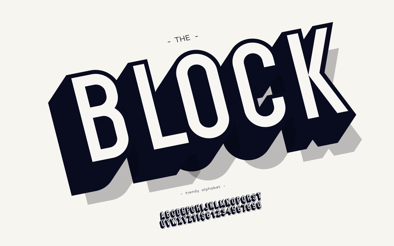 Vector block font 3d bold style