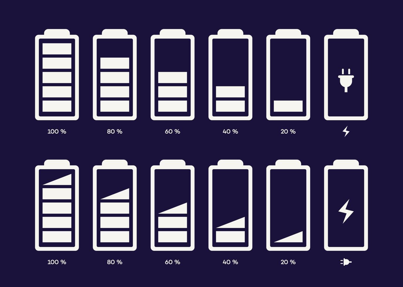 Battery icon vector set