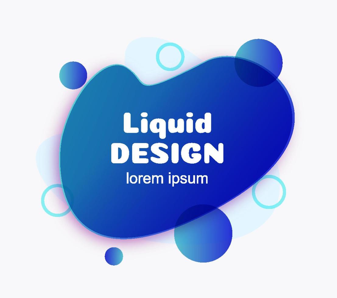 Vector liquid abstract geometric shape blue color