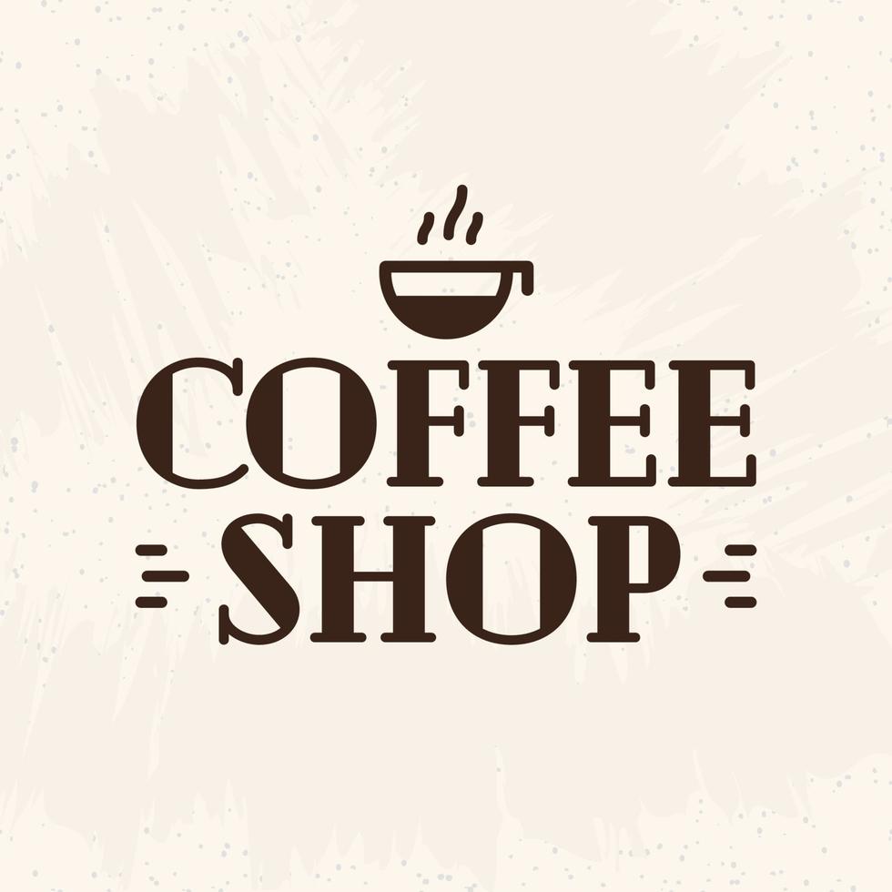 Coffee shop logo with cup of coffee black color flat style isolated on background for cafe vector