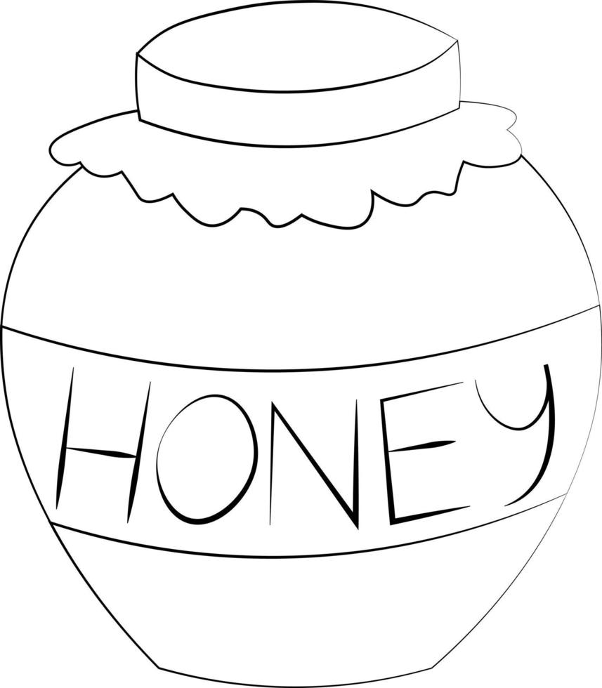 Single element jar of honey. Draw illustration in black and white vector