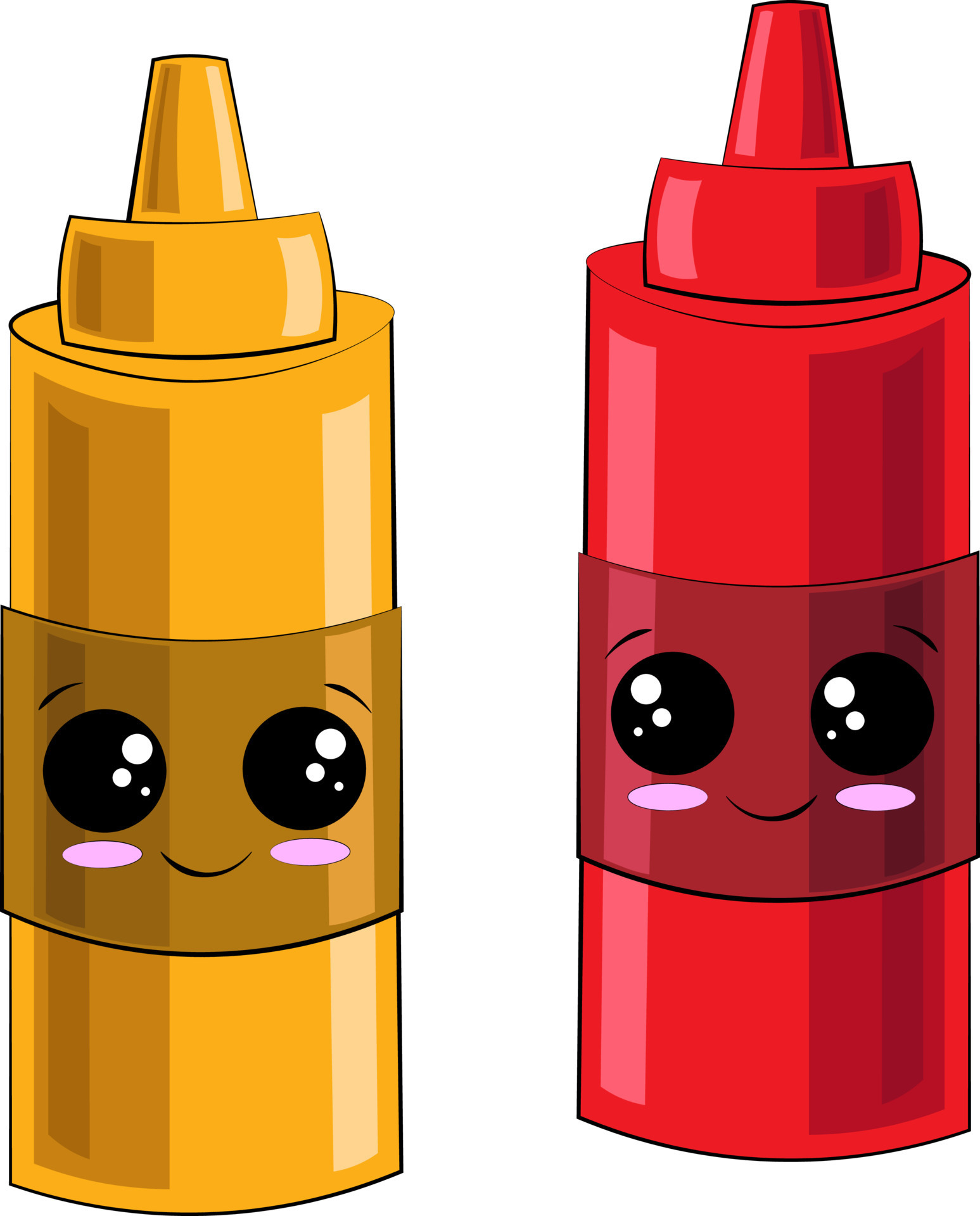 Cute cartoon ketchup and mustard. Draw illustration in color 7654390