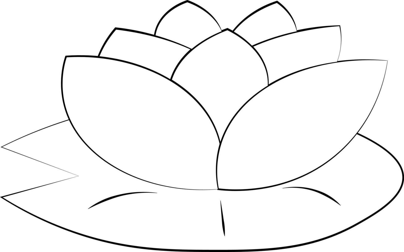 Single element Waterlily. Draw illustration in black and white vector