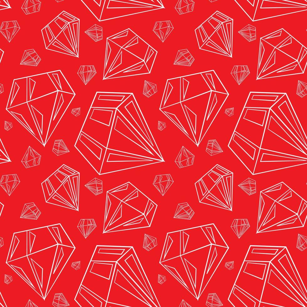 Seamless vector pattern with outline white diamonds