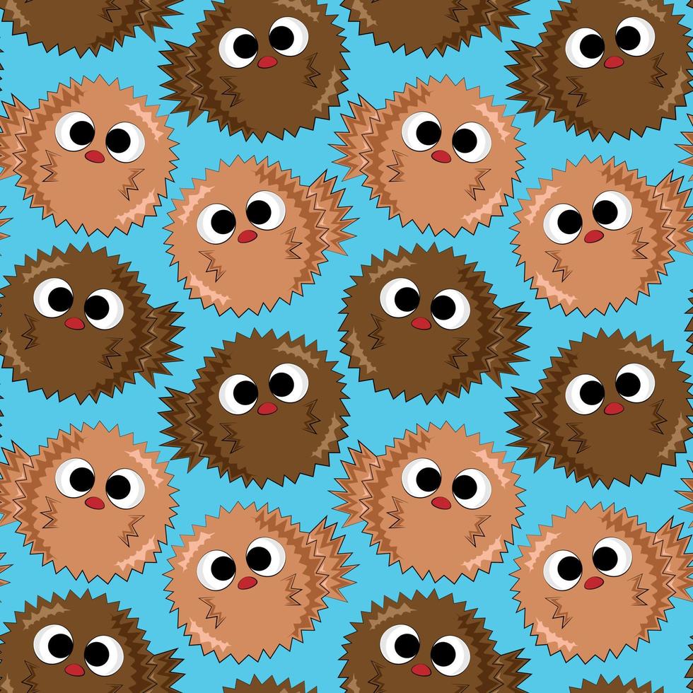 Seamless vector pattern with cute sea hedgehog