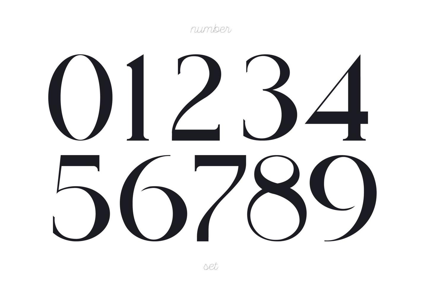 Elegant numbers font on white background vector