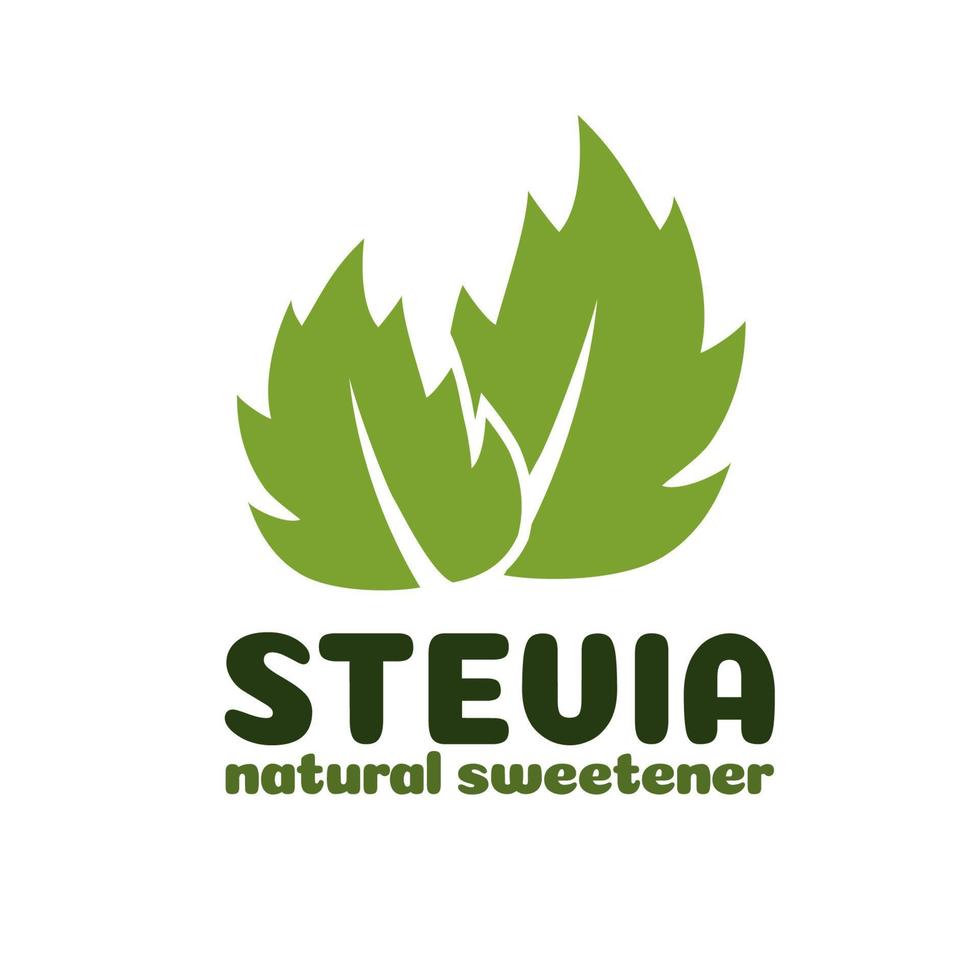 Vector green stevia leaves label