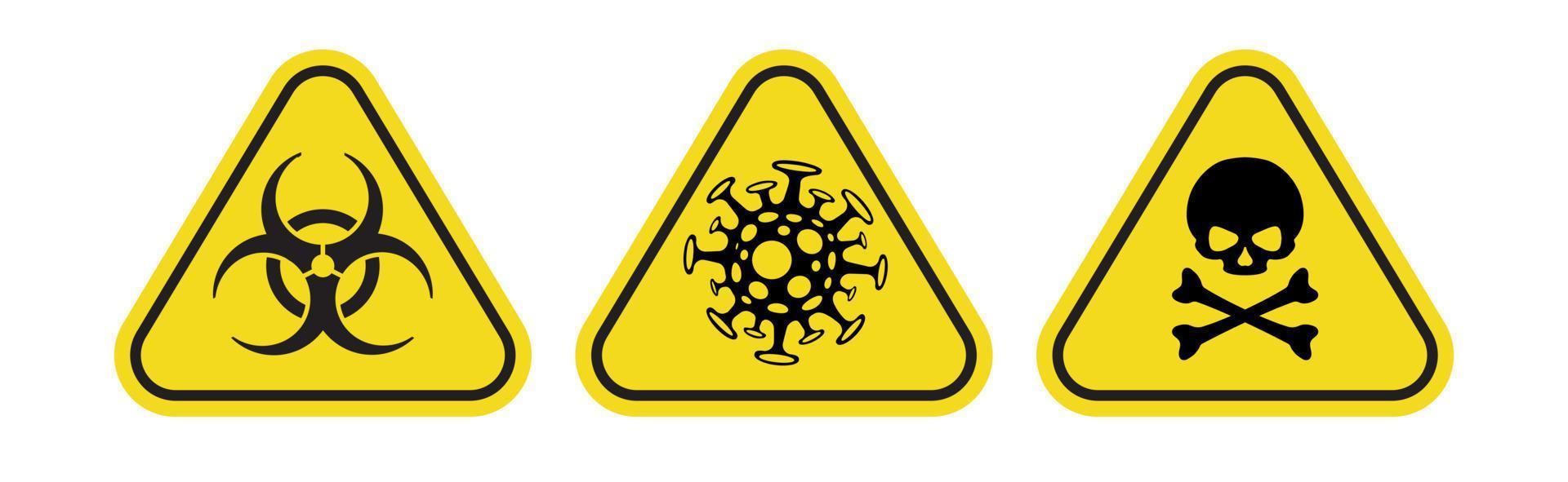 icono de vector de coronavirus, símbolo de peligro biológico, emblema tóxico