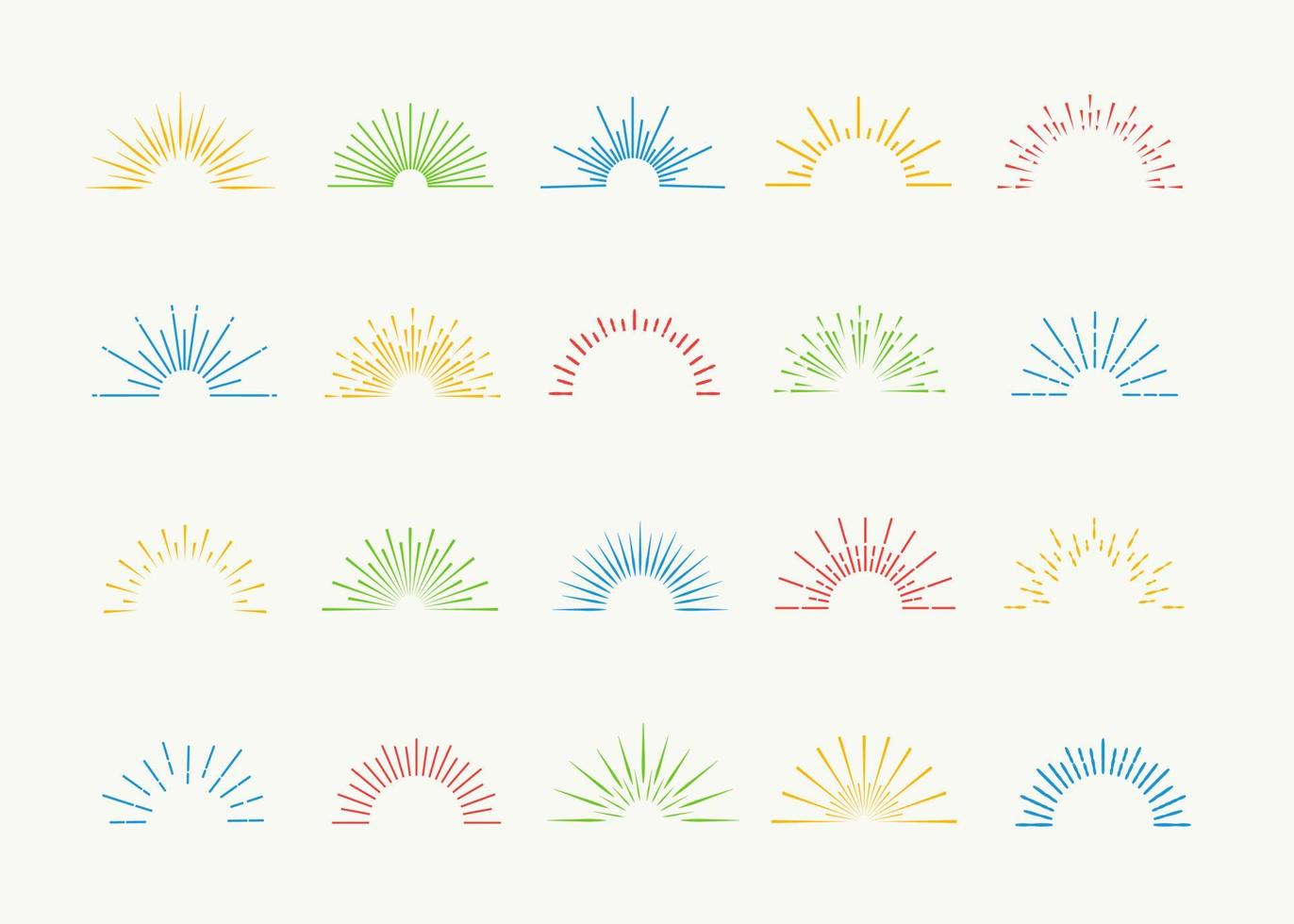 Sunburst icons vector set