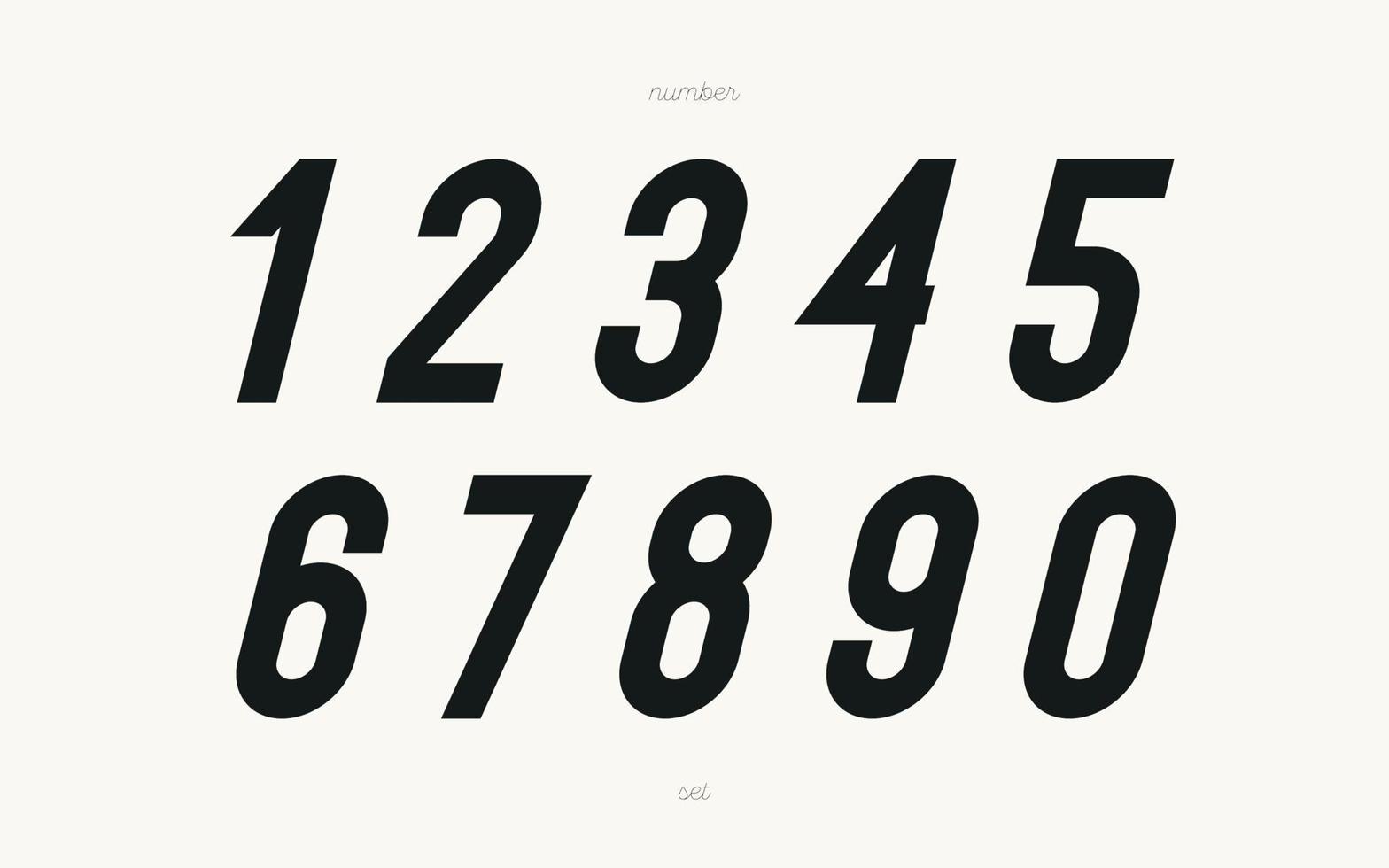 Vector number set black style