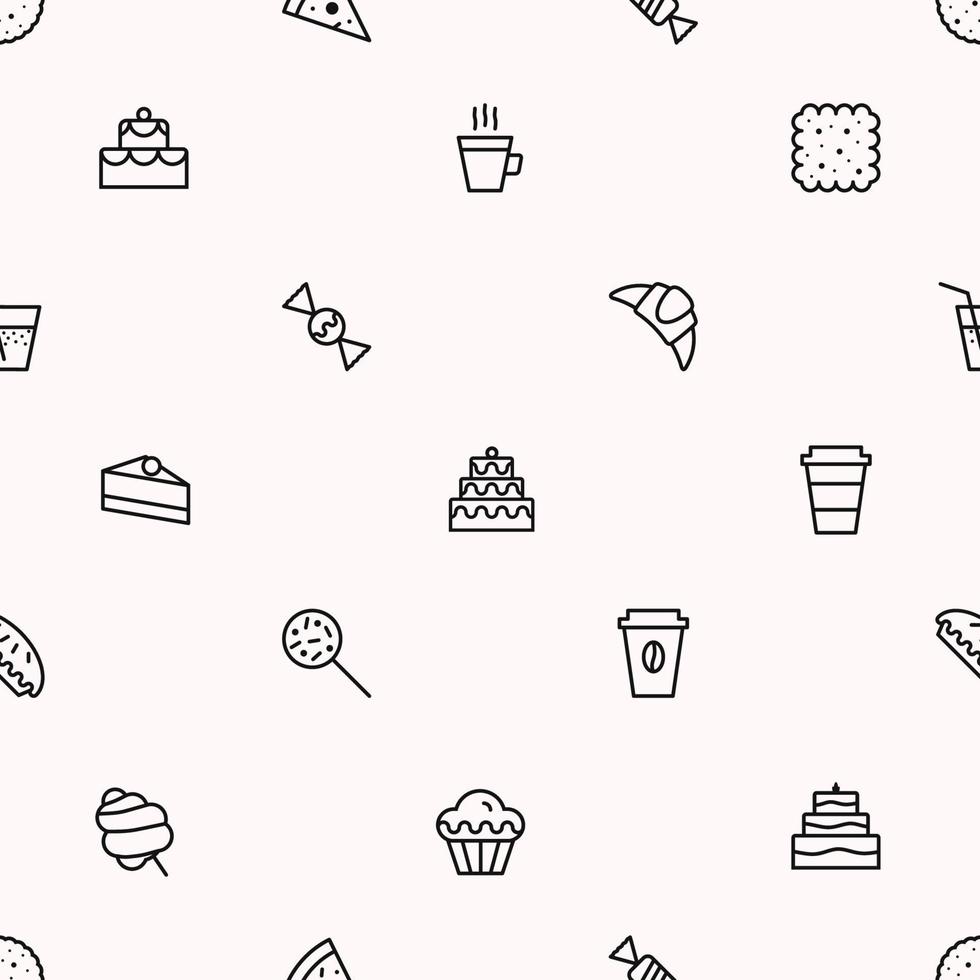 patrón sin costuras con iconos de cupcakes y postres vector