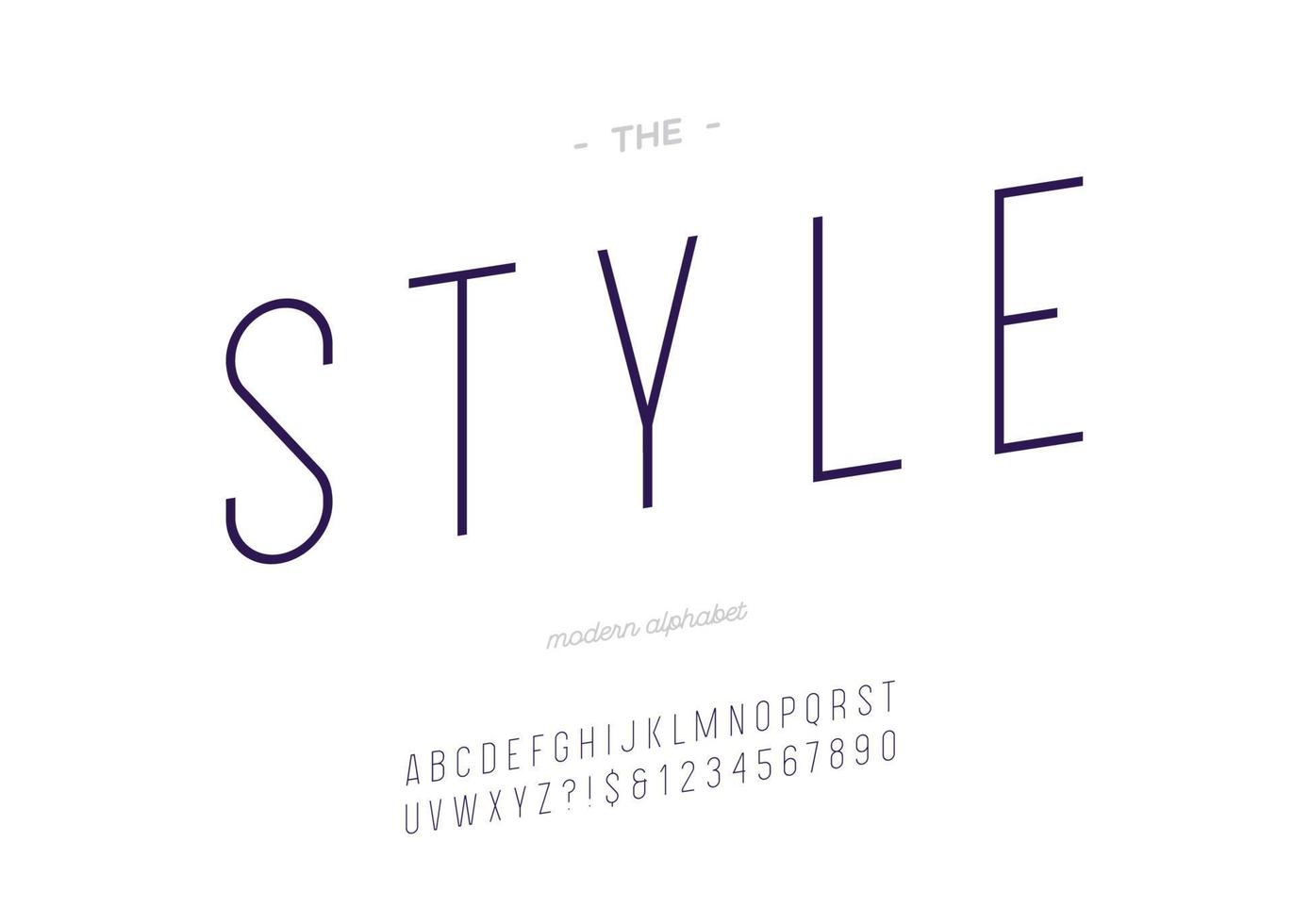 Vector thin style font modern typography