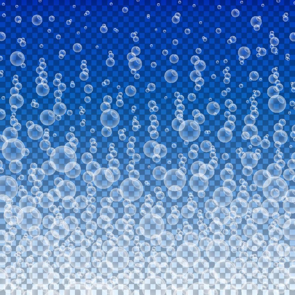 Vector water with bubbles on transparent background.