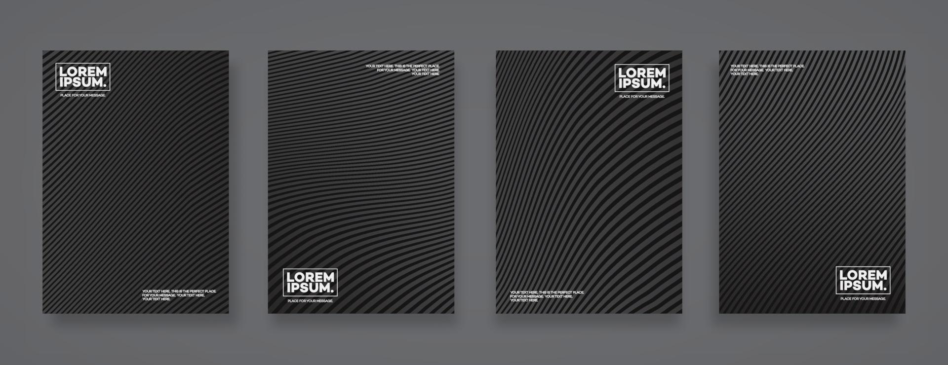 Cover design template set with lines gradient black color minimal style for poster, presentation, flyer vector