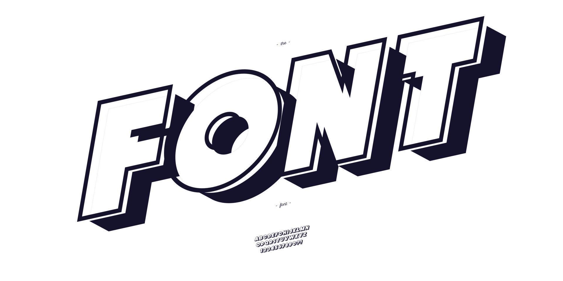 Font 3d bold style UP vector