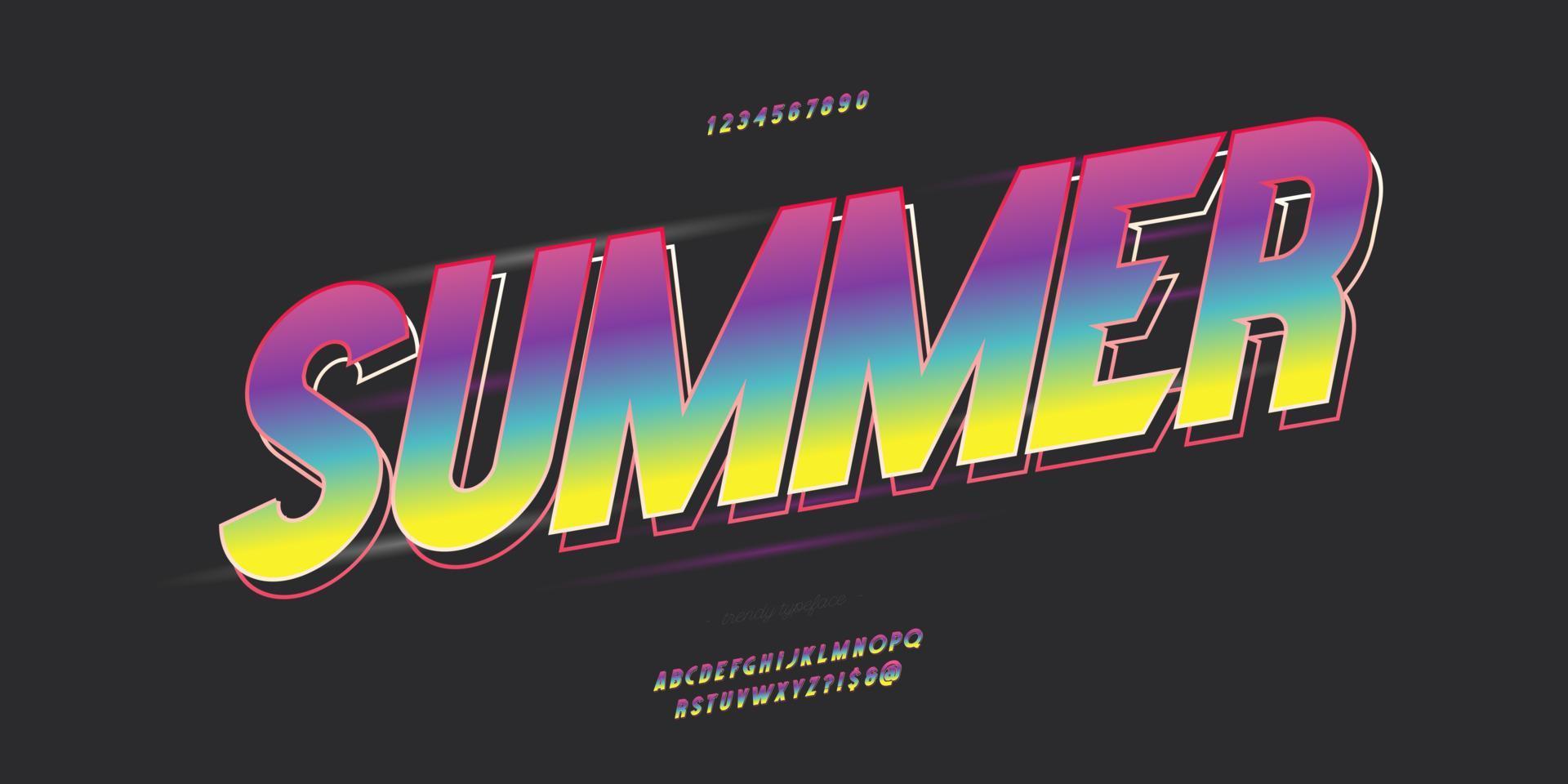 Summer party font 3d bold color style vector