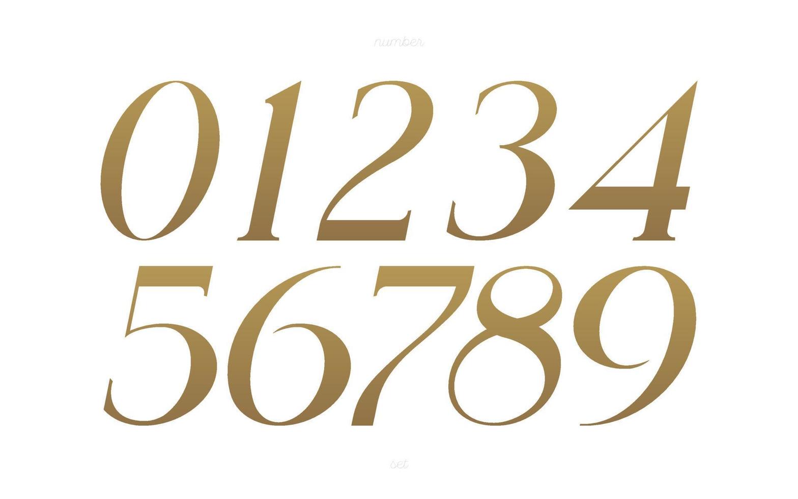 Number set classic style modern typography vector