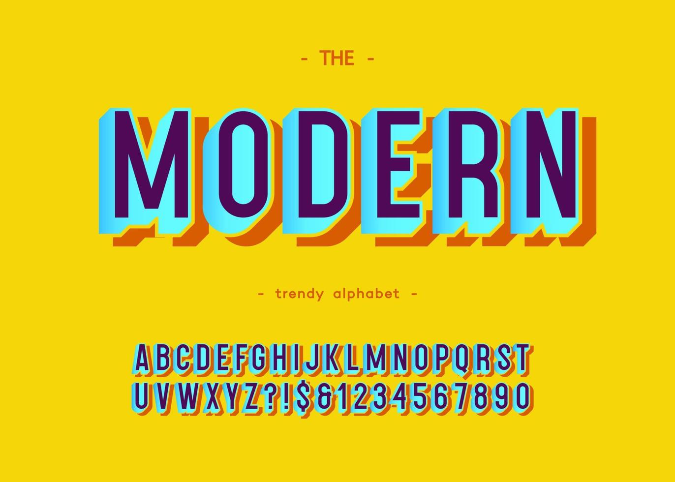 Vector modern font 3d typography colorful style