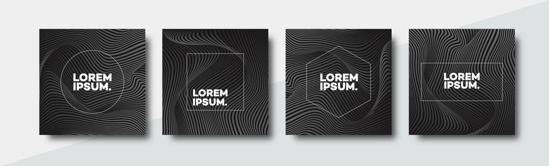 Cover design template set square shape with black lines vector